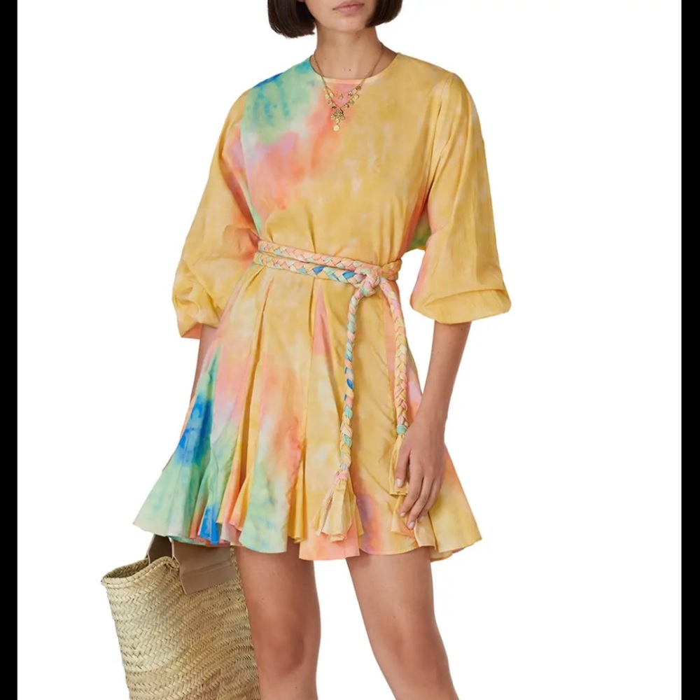 RHODE Ella dress Multicolor Tie-Dye Dress with Braided Belt medium